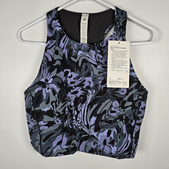 NWT Lululemon Swift Speed Cropped Tank Top In Flower Meld Multi Size 12 Sq. Dot - Picture 3 of 16
